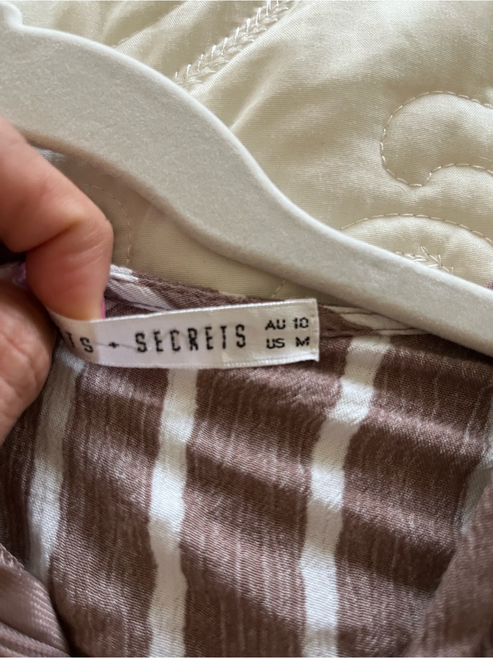 Taupe Striped Tie-Front Mini Dress - Picture 5 of 10